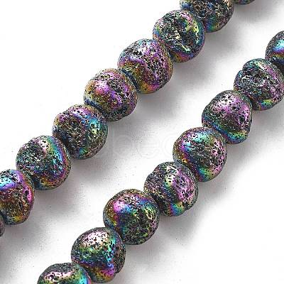 Electroplated Natural Lava Rock Beads Strands G-A251-D01-01I-1