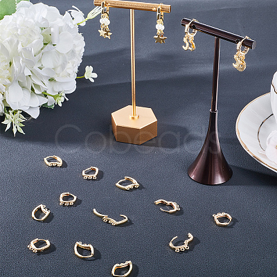 16Pcs 2 Styles Brass Huggie Hoop Earring Findings KK-BBC0008-52-1