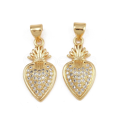 Brass Micro Pave Clear Cubic Zirconia Pendants ZIRC-I367-13G-09-1