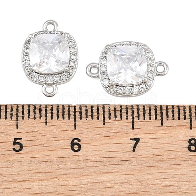 Brass Micro Pave Clear Cubic Zirconia Connector Charms CU-CBA7BFE-01A-P-1