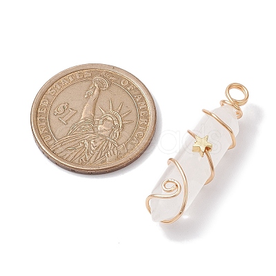 Natural Quartz Crystal Double Terminal Pointed Pendants PALLOY-JF02672-05-1