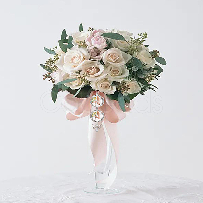 Oval Iron Flower Bouquet Photo Brooch Making Kits JEWB-LP00002-1