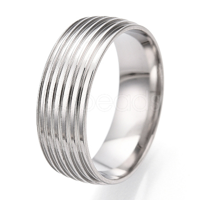 201 Stainless Steel Grooved Finger Ring Settings STAS-WH0047-04S-1