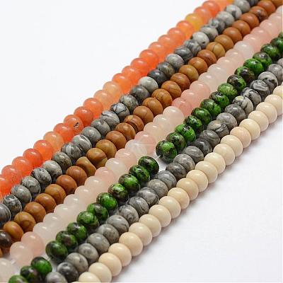 Mixed Natural Gemstone Beads Strands G-G665-M-6x4mm-1