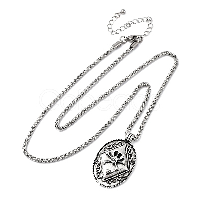 Tibetan Style Zinc Alloy Viking Pendant Necklaces NJEW-Z062-01AS-02-1