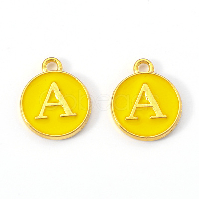Golden Plated Alloy Enamel Charms ENAM-S118-09A-1