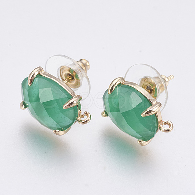 Faceted Glass Stud Earring Findings GLAA-F084-A-1