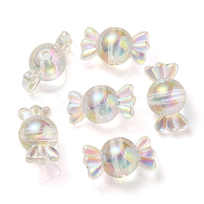 UV Plating Rainbow Iridescent Acrylic Beads PACR-E001-01H-1