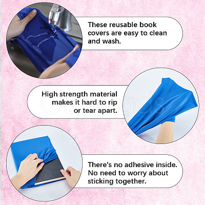 3Pcs Elastic Fabric Book Covers DIY-CP0007-42B-1