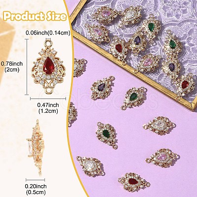3Pcs Brass Micro Pave Cubic Zirconia Links Connectors KK-YW0003-49LG-02-1