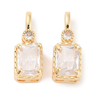 Brass Micro Pave Cubic Zirconia Pendants KK-C051-54G-02-1