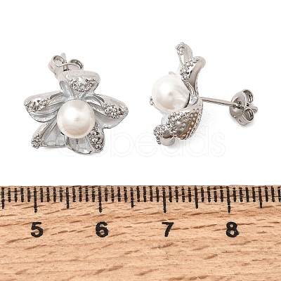 Brass Micro Pave Cubic Zirconia Enamel Stud Earrings CU-CBABA66-12A-P-1