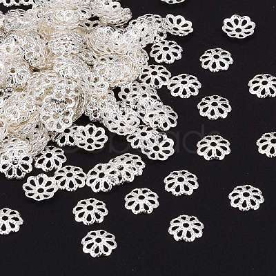 Silver Color Plated Brass Bead Caps X-EC134-S-1