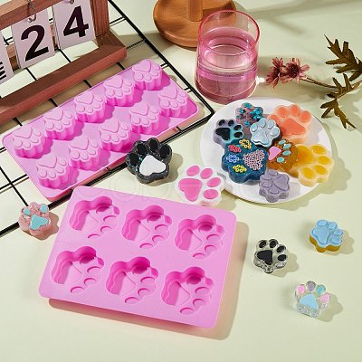 2Pcs 2 Styles Paw Shaped Fondant Molds DIY-SZ0002-69-1