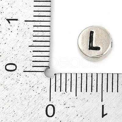 925 Sterling Silver Flat Round with Letter Beads STER-G044-01AS-L-1