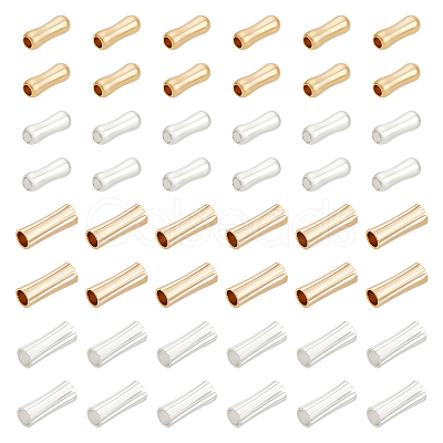 48Pcs 4 Style Brass Tube Beads KK-BC0012-92-1