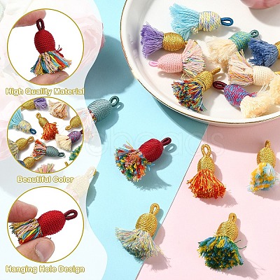 16Pcs 16 Colors Cotton Tassel Pendants FIND-YW0010-28-1