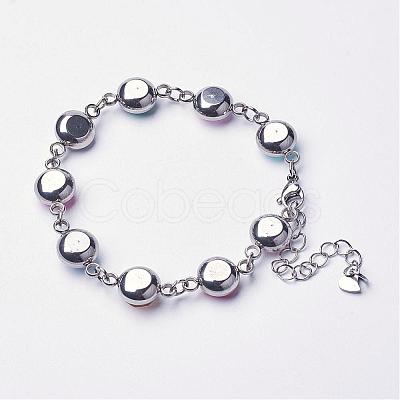 304 Stainless Steel Glass Link Bracelets BJEW-JB02795-1