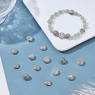 60Pcs 6 Styles Tibetan Style Alloy Beads FIND-ME0001-53-1