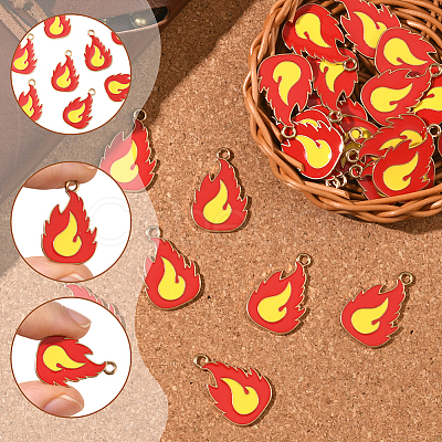 24Pcs Firefighting Theme Alloy Enamel Pendants ENAM-SC0007-23-1