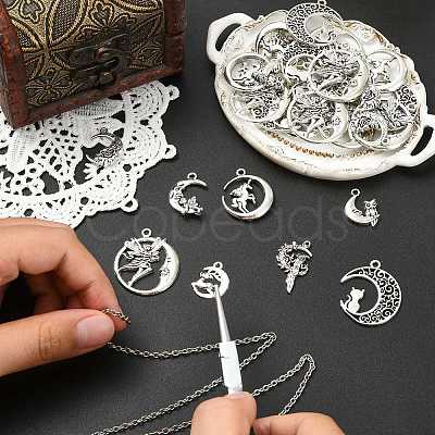 80Pcs 8 Styles Moon Theme Tibetan Style Alloy Pendants FIND-CJ0005-60-1