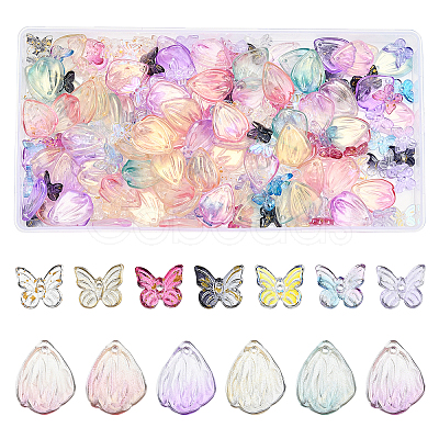 208Pcs Transparent Spray Painted Glass Charms GLAA-BC0001-14-1