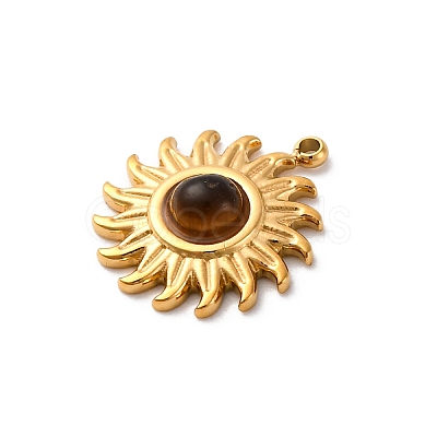 Natural Tiger Eye Sun Charms STAS-I331-30G-1