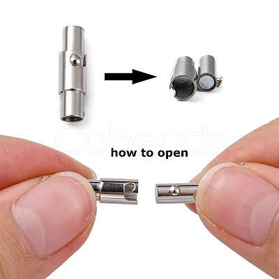 Tarnish Resistant 304 Stainless Steel Locking Tube Magnetic Clasps X-STAS-H019-5-1