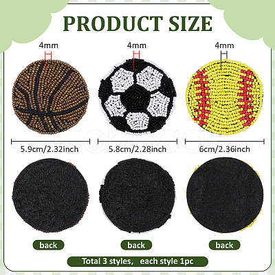 3Pcs 3 Styles Sport Theme Felt Fabric Ornament Accessories DIY-PH0038-34-1