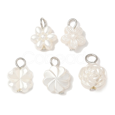 10Pcs 2 Colors Plastic Pearl Charms PALLOY-JF04027-1