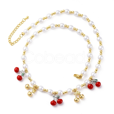 Brass Micro Pave Clear Cubic Zirconia Beaded Necklaces NJEW-Z059-04G-04-1