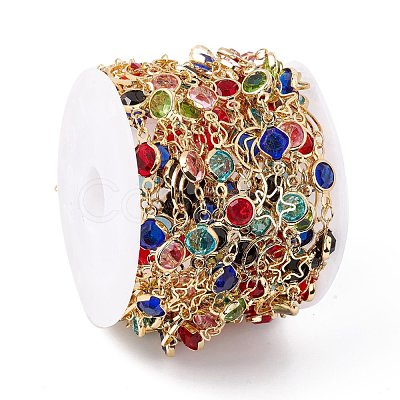 Handmade Eco-friendly Brass Moon & Star & Flat Round Link Chain CHC-E025-53G-1