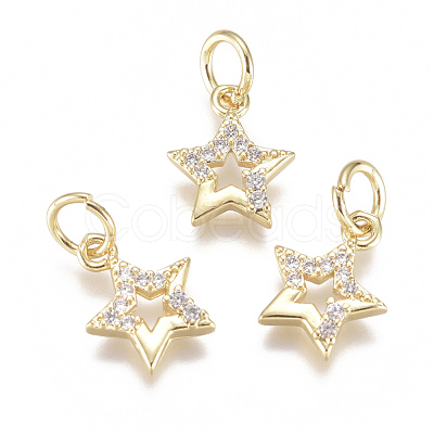 Brass Micro Pave Cubic Zirconia Charms ZIRC-F111-15G-1