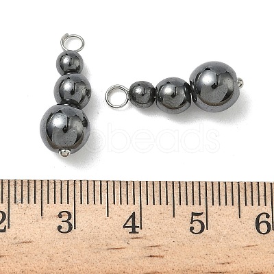 Synthetic Non-magnetic Hematite Round Beaded Pendants PALLOY-JF02867-05-1