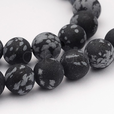Natural Snowflake Obsidian Gemstone Beads G-J338-03-8mm-1