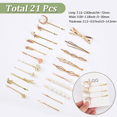 6 Bags 6 Styles Zinc Alloy Hair Bobby Pins PHAR-SP0001-01A-1