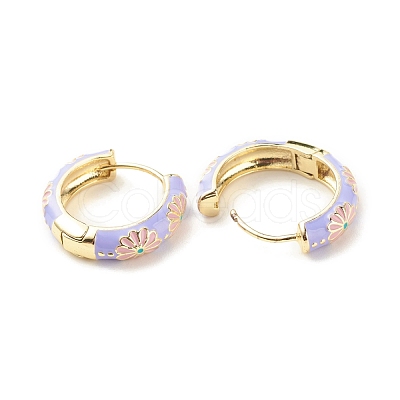 Daisy Flower Enamel Hoop Earrings EJEW-G290-01G-B-1