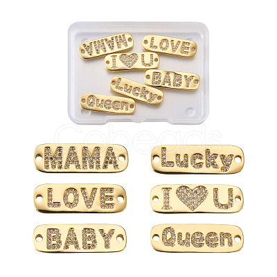 Brass Micro Pave Cubic Zirconia Links ZIRC-TA0001-14G-1