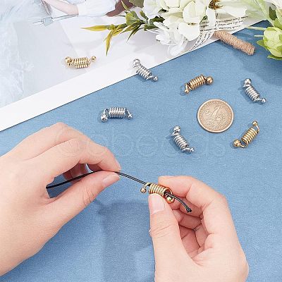8Pcs 2 Colors 304 Stainless Steel Coil Cord Ends STAS-UN0026-64-1
