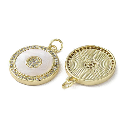 Brass Micro Pave Cubic Zirconia Pendants KK-G485-17E-G-1