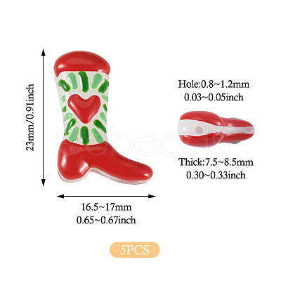 5Pcs Boot Baking Paint Glass Enamel Beads LAMP-TADJ0001-08C-1