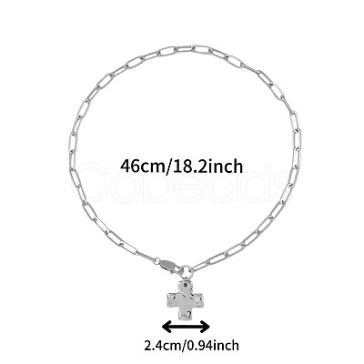 Alloy Textured Cross Pendant Paperclip Chain Necklaces FS-WGDACB3-02-1