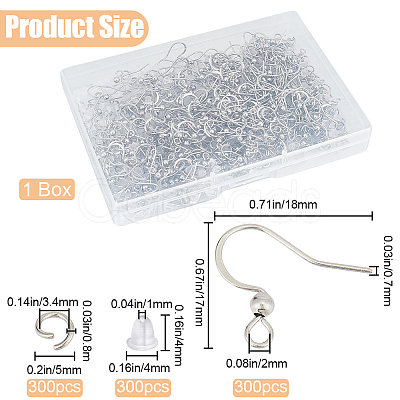 300Pcs 304 Stainless Steel French Earring Hooks STAS-SP0001-36-1