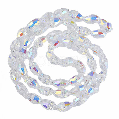 Electroplate Transparent Glass Beads Strands EGLA-N002-35-C07-1