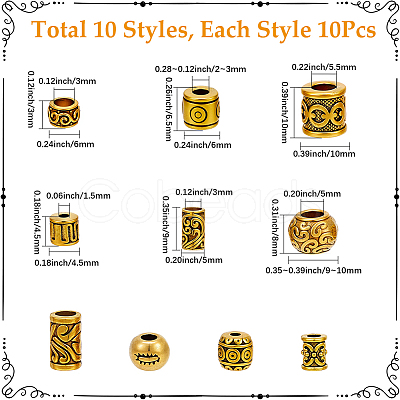 100Pcs 10 Styles Tibetan Style Zinc Alloy Beads FIND-SP0005-94-1