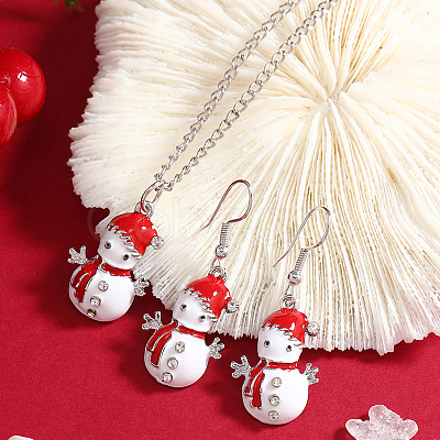 Christmas Alloy Enamel Dangle Earrings & Pendant Necklaces Sets for Women QO4736-1-1