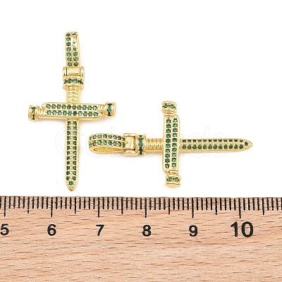 Brass Micro Pave Green Cubic Zirconia Pendants CU-CBA7E9C-12A-G-1
