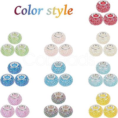 Resin Rhinestone European Beads RPDL-NB0001-11-1