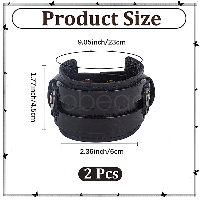 2Pcs Cowhide Cord Wide Cord Bracelets BJEW-CL0001-63B-1