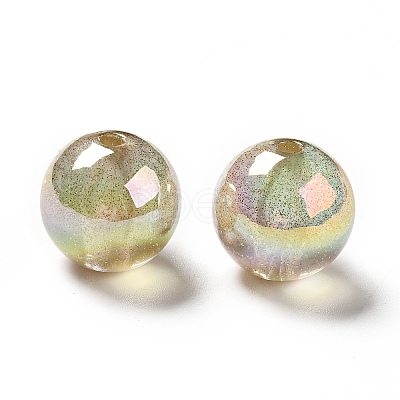 UV Plating Transparent Rainbow Iridescent Acrylic Beads OACR-D010-01C-1